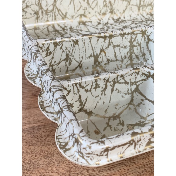 Vintage Max Klein Gold & White Plastic Drawer Organizer Divided Tray  MCM Retro - Picture 2 of 10